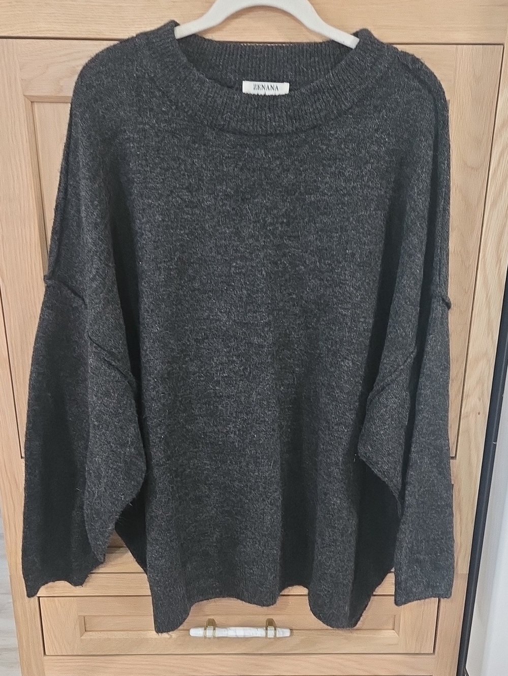 Zenana Charcoal Gray Relaxed Crew Neck Sweater